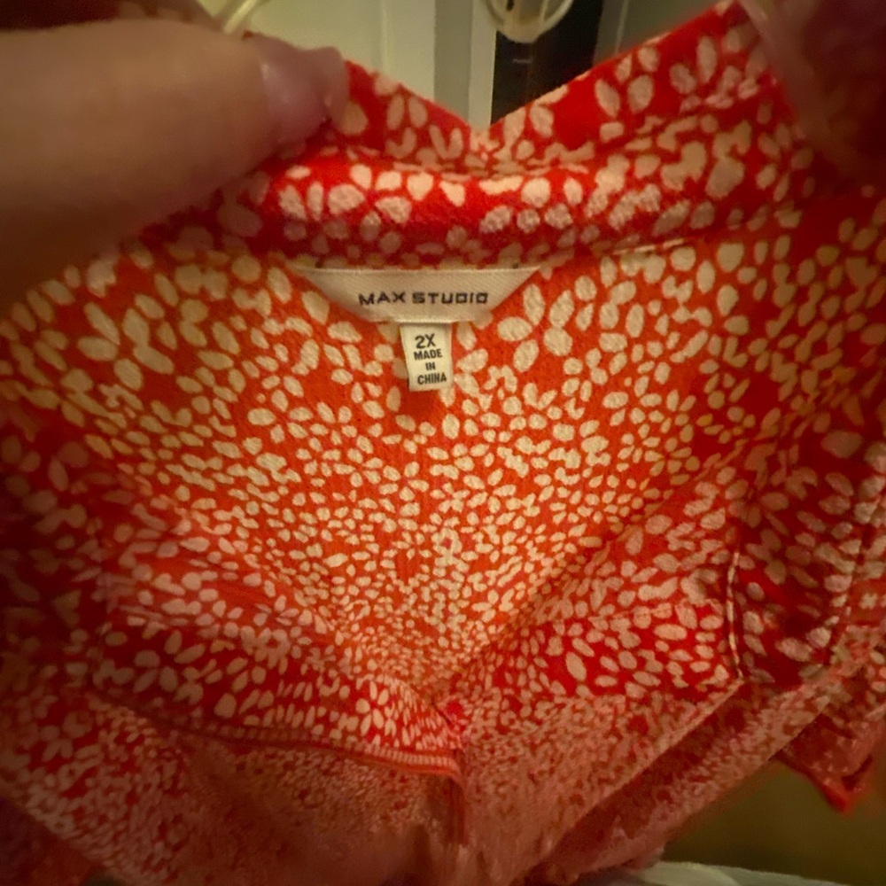 Max Studio Vibrant Red and White Patterned Dress